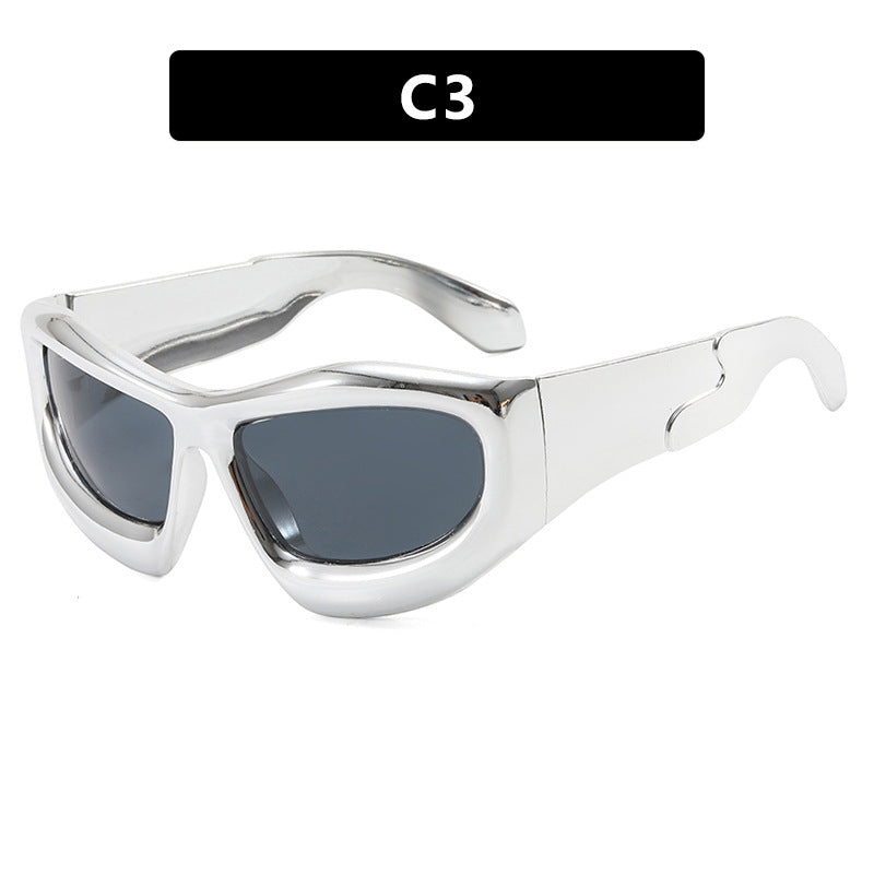 Damen sportliche Sonnenbrille mit schützendem UV-Filter und dickem Rahmen Karnz