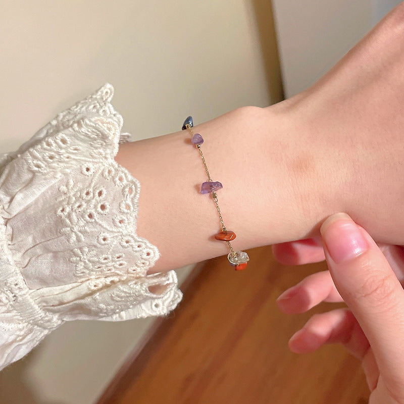 Zarte Edelstein Charm-Armband Karnz