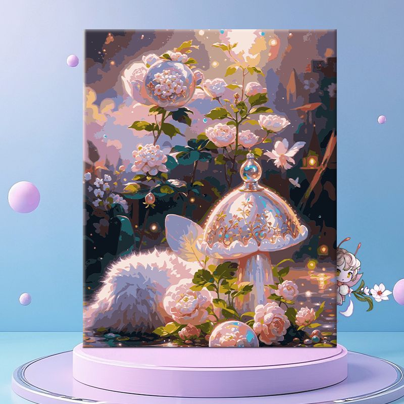 Verspielt Florale Fantasie Leinwand Wanddekoration Karnz