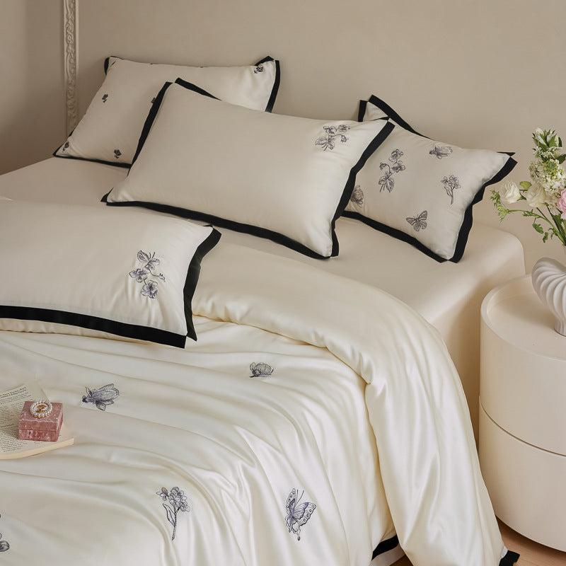 Besticktes Satin Bettbezug Set