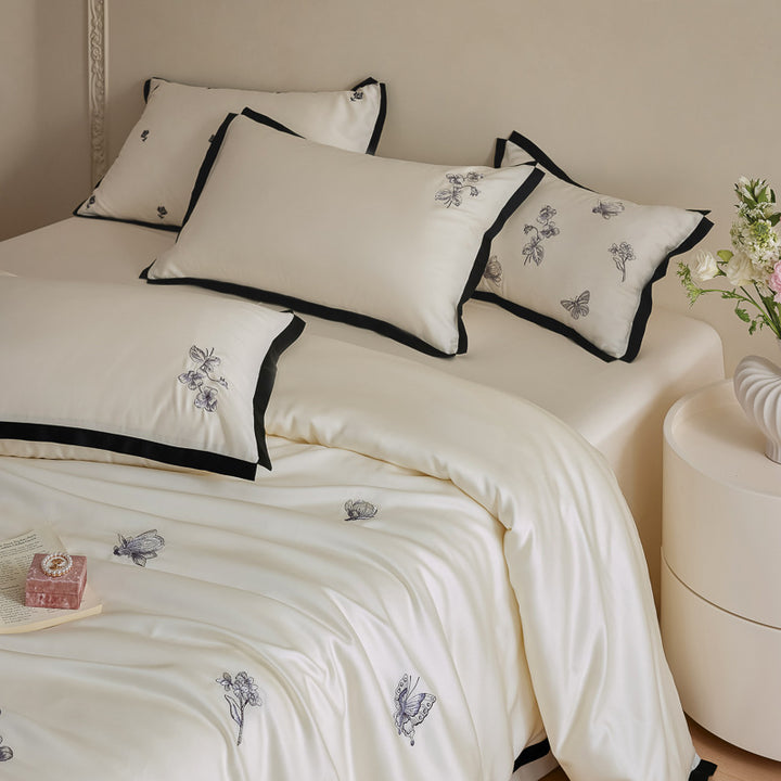 Besticktes Satin Bettbezug Set
