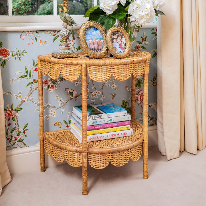 Runder Korbtisch im Vintage-Stil Karnz