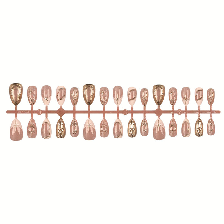 Künstlerisches Gold-Akzent Press-On Nagel-Set