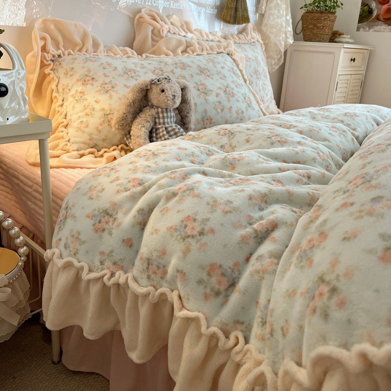 Plüsch Floral Rüsch Komfortbett-Set