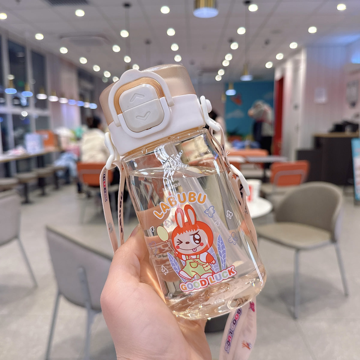 Damen Kindgerechte Wasserflasche mit praktischer Silikonschlaufe Karnz