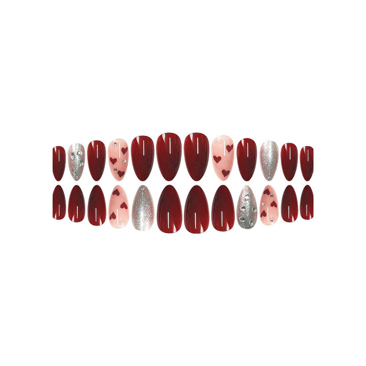 Romantisches Herz-Themen Press-On Nagel Set Karnz