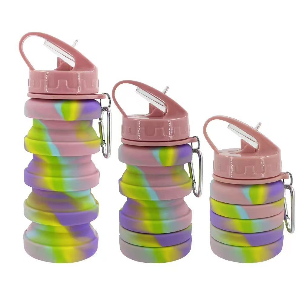 Damen Faltbare Silikon Trinkflasche mit Karabiner Karnz