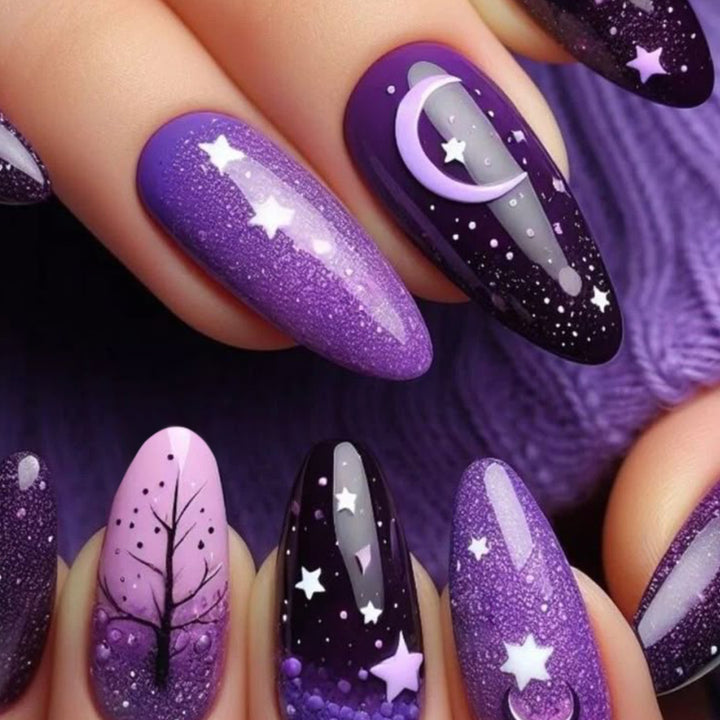 Cosmic-Themen Sternenhimmel Nagelkunst Verlängerungen Karnz