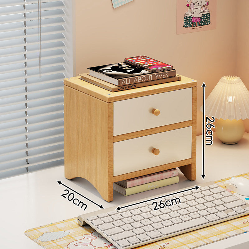 Holz Monitorständer mit doppelten Schubladen und Unterregal Desktop-Organizer