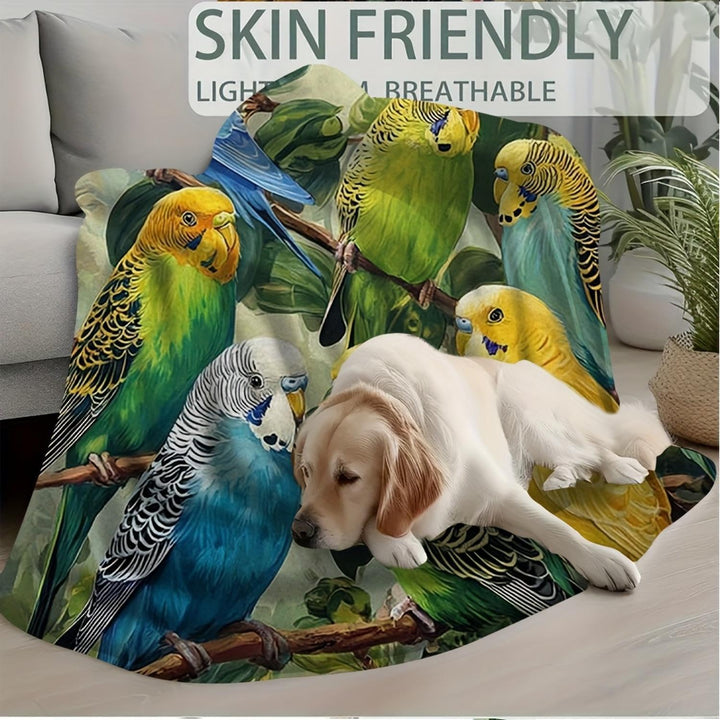 Künstlerisches Budgie-Print-Wurfdecke