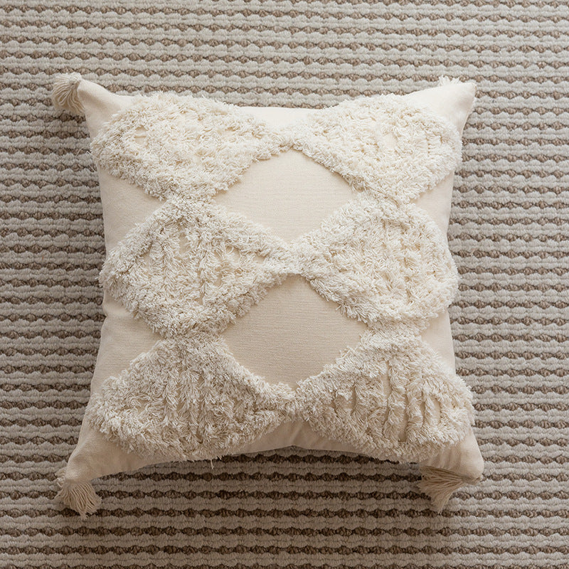 Boho Texturiertes Chevron Tuftet Quasten Wurfkissen