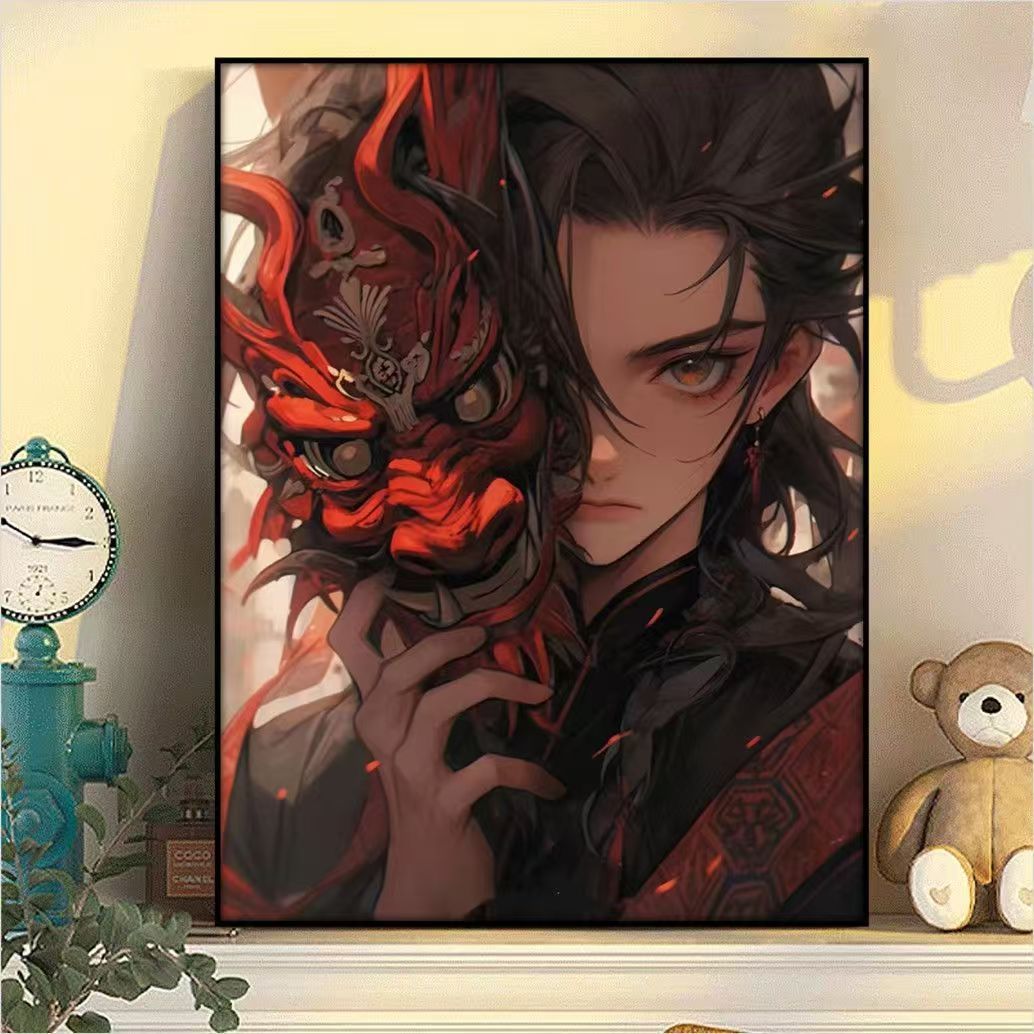 Dramatische Fantasy-Maske Illustration Leinwandkunst Karnz
