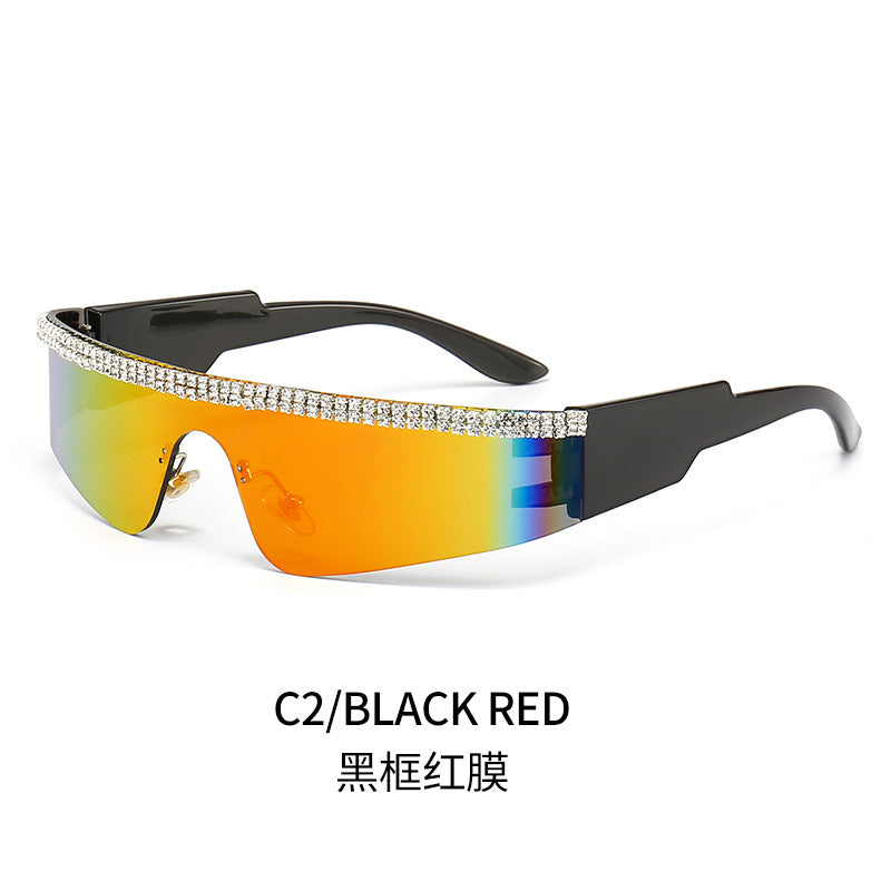 Damen Modische Glamour-Sonnenbrille mit strassverziertem Rahmen Karnz