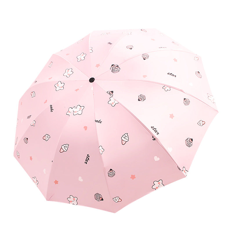 Damen Faltbarer Regenschirm mit verspieltem Dessertmotiv Karnz