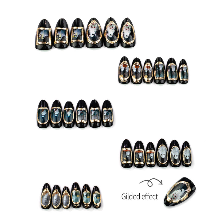Spooky Halloween-Themen Press-On Nagelkunst Set