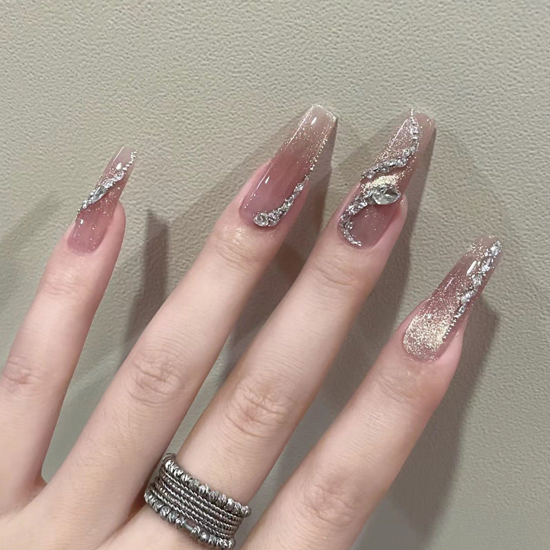 Glamouröse mit Strass besetzte spitze Press-On Nägel Karnz