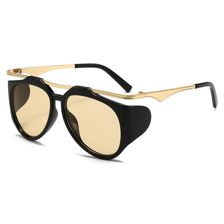 Damen Modische Sport-Sonnenbrille mit Oversized-Rahmen und goldenen Akzenten Karnz