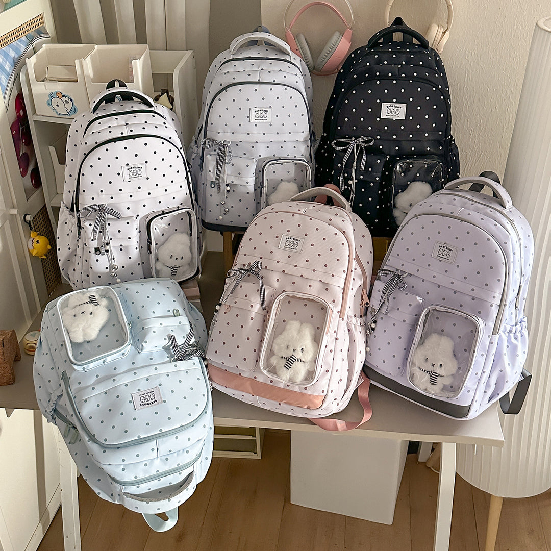 Verspielter Gepunkteter Rucksack mit Transparentem Fenster Karnz