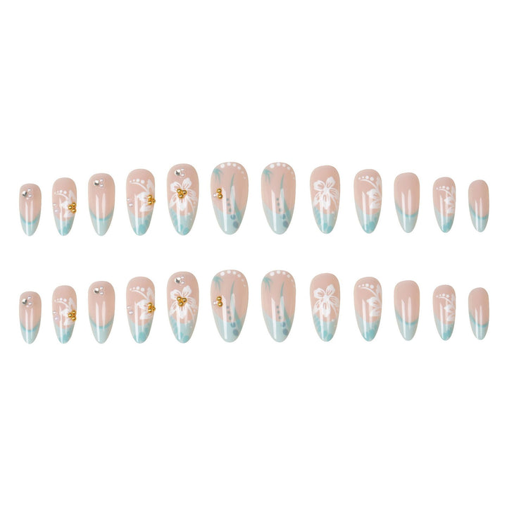 Künstlerisches Florales Press-On Nageldesign Set