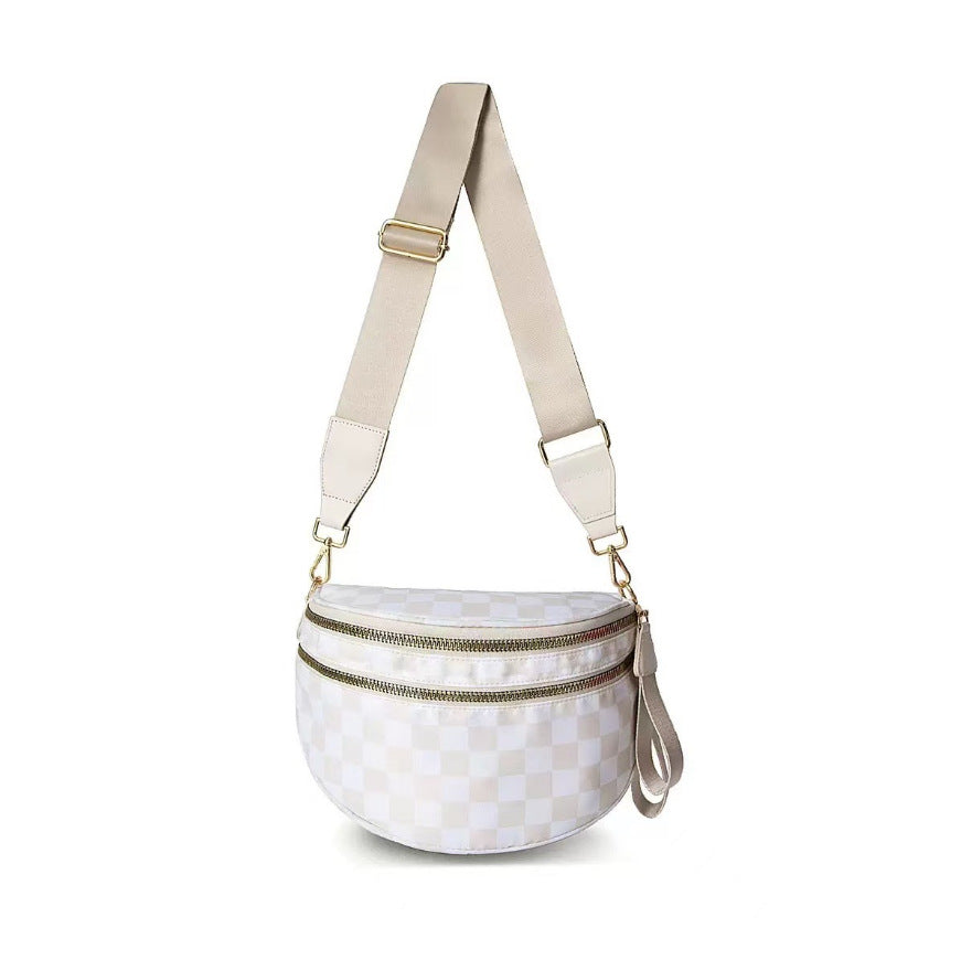 Damen Modulare Schultertasche mit robustem Doppelreißverschluss und verstellbarem Trageriemen Karnz