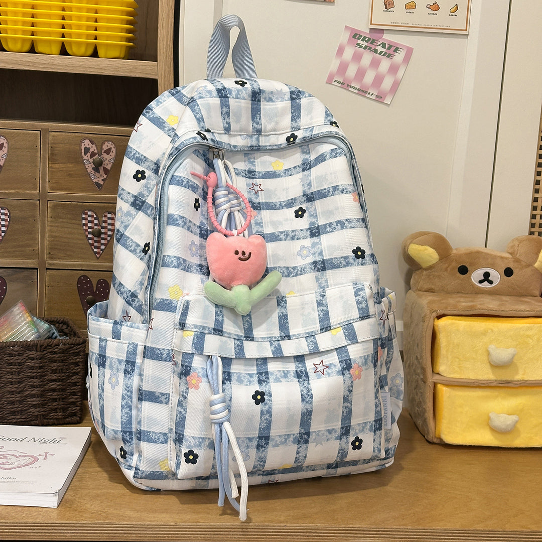 Stylische Schachbrettdruck-Rucksack Karnz