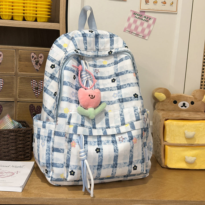 Stylische Schachbrettdruck-Rucksack Karnz