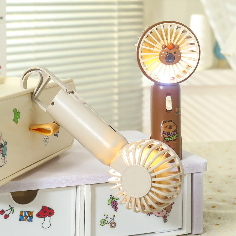 Damen Tragbarer Handventilator mit niedlichem Bärenmotiv und LED-Beleuchtung Karnz