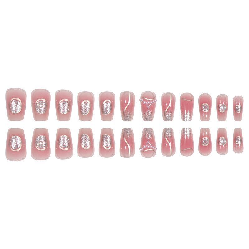 Elegante Stiletto Press-On Nail Set mit Edelstein- und Glitzerakzenten Karnz