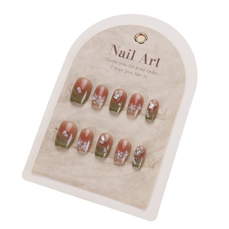 Floral Butterfly Press-On Nagelkunst Karnz