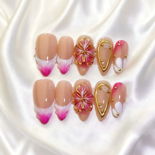 Floral Accent Press-On Nail Art Set  1791774267