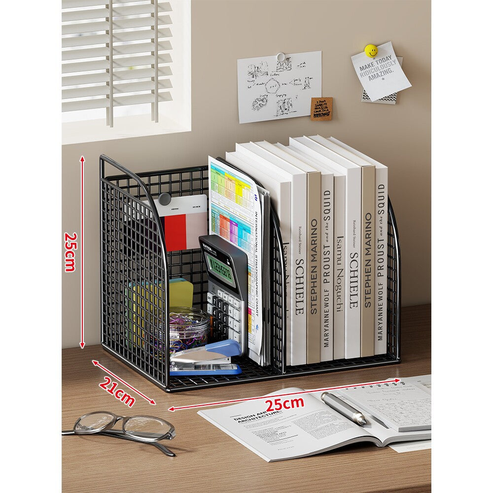 Langer Multi-Slot Desktop-Datei- und Ordner-Organizer mit Stift- und Zubehörhalter