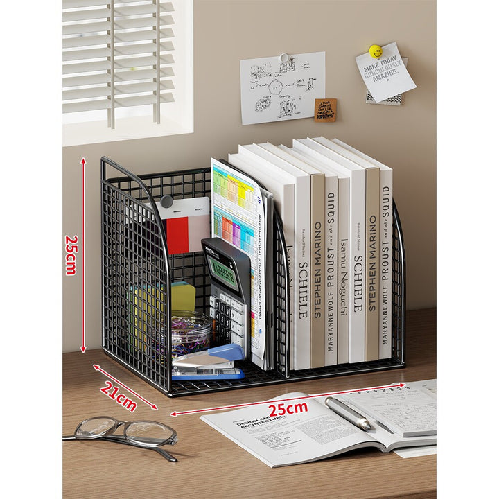 Langer Multi-Slot Desktop-Datei- und Ordner-Organizer mit Stift- und Zubehörhalter