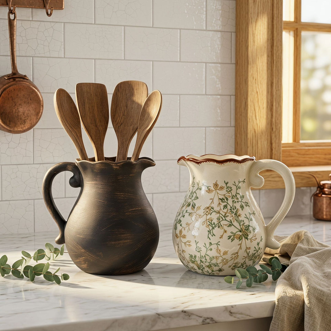 Eleganter Keramikkrug mit floralen Mustern Karnz