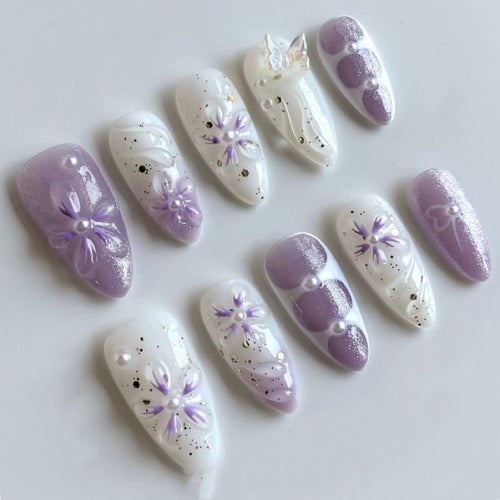 Blumenmuster Press-On Nail Art Kollektion