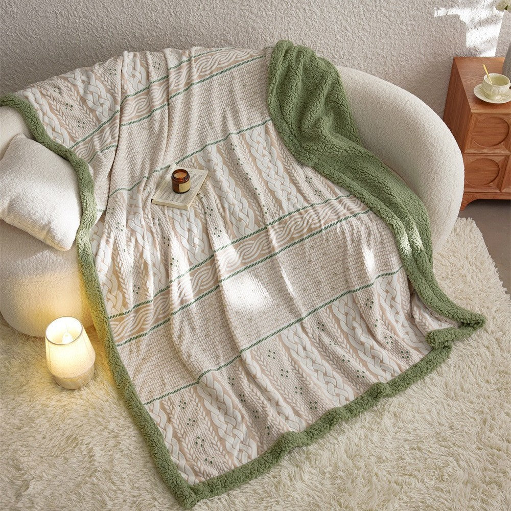Kuschelige Wendedecke mit Struktur-Jacquard und Sherpa-Futter