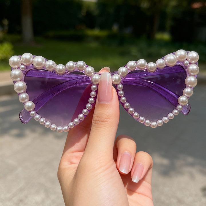 Dekorative mit Perlen verzierte Cat-Eye-Sonnenbrille Karnz
