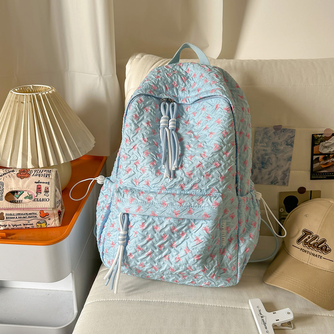 Texturiertes Stoff-Rucksack mit süßen Charms