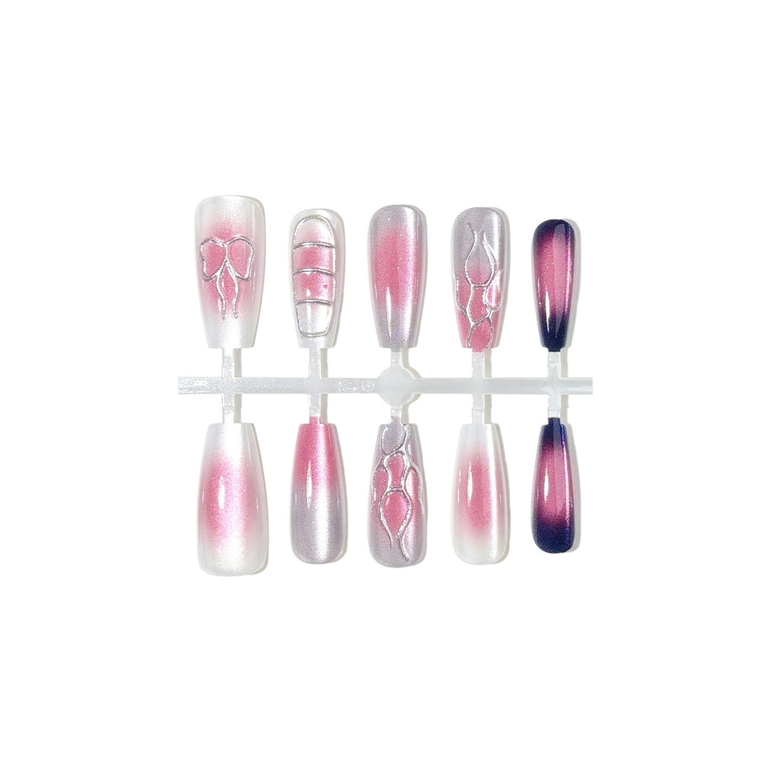 Dekorativen Druck-Nagelset mit Ombre- und Glitzereffekten