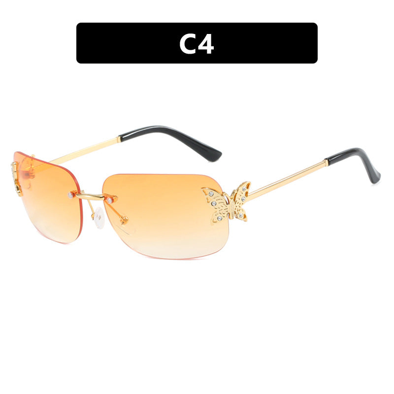 Damen modische Sonnenbrille mit filigranem Schmetterlingsdesign und schützenden Gläsern Karnz