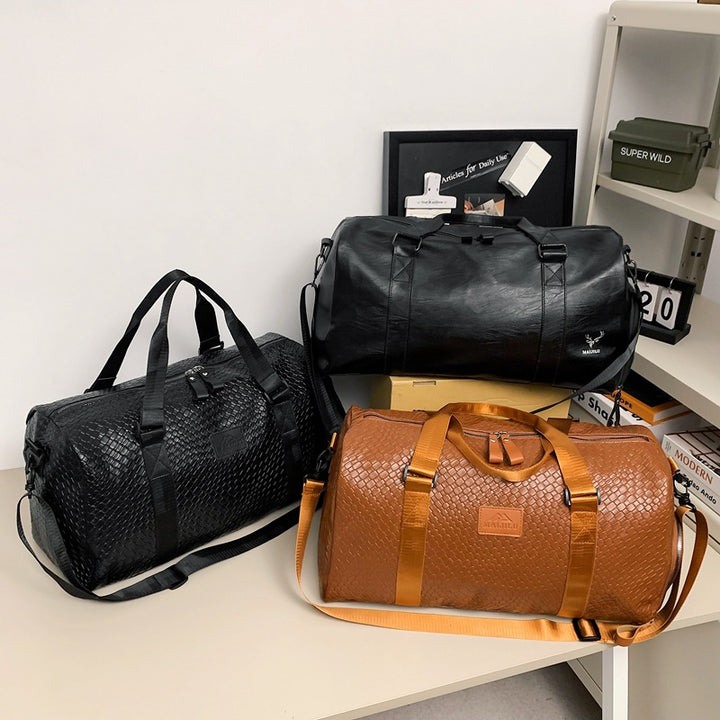 Elegante Woven Leather Duffle Bag