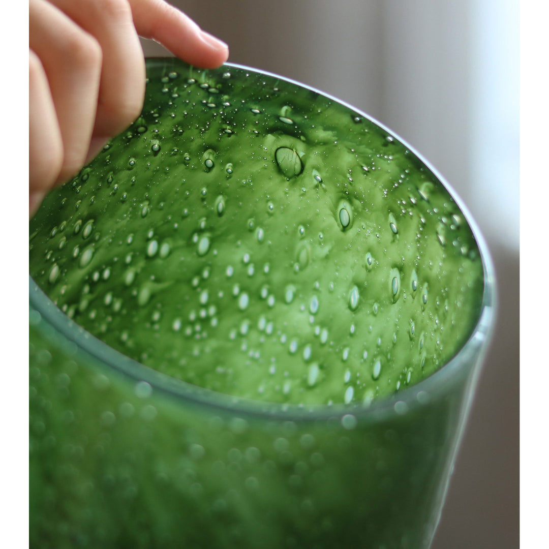 Hohe Kunstglas Ombre Zylinder Bud Vase mit eingeschlossener Blasenstruktur Karnz