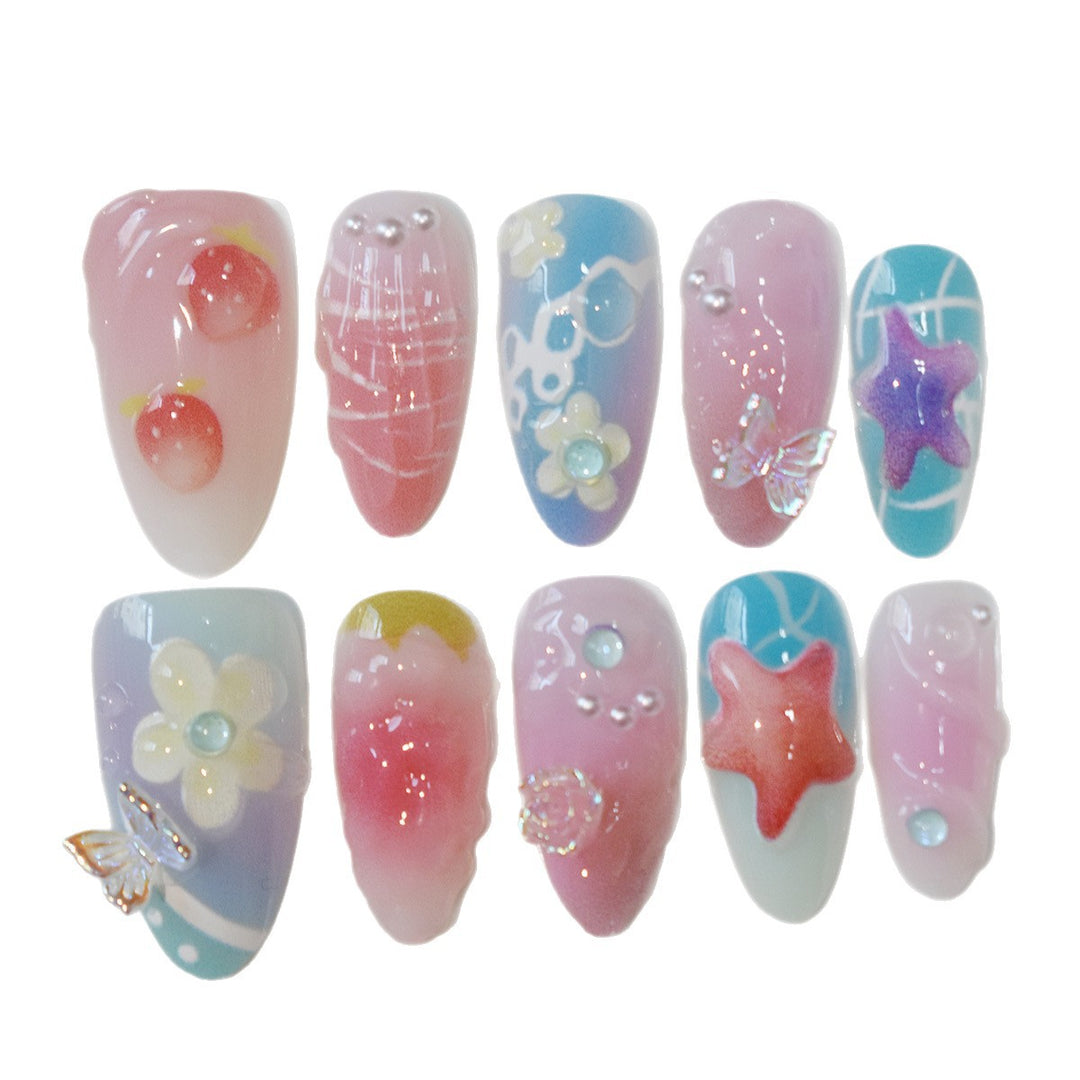 Künstlerische Meeres-Themen Press-On Nail Art Karnz