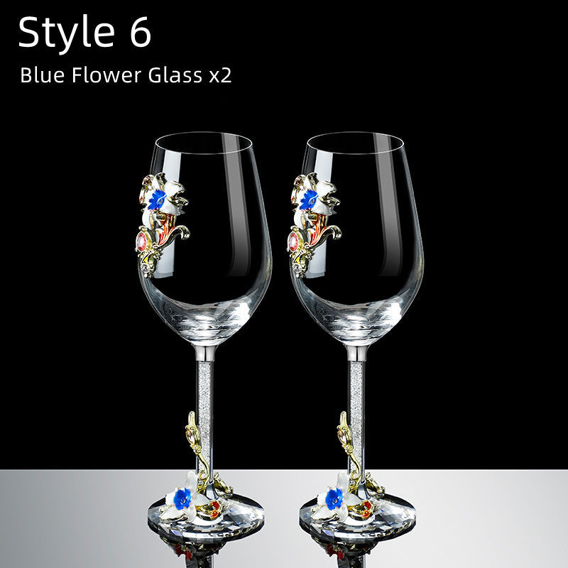 Metallic Flower Crystal Weingläser mit Dekanter Koffer Set | Karnz