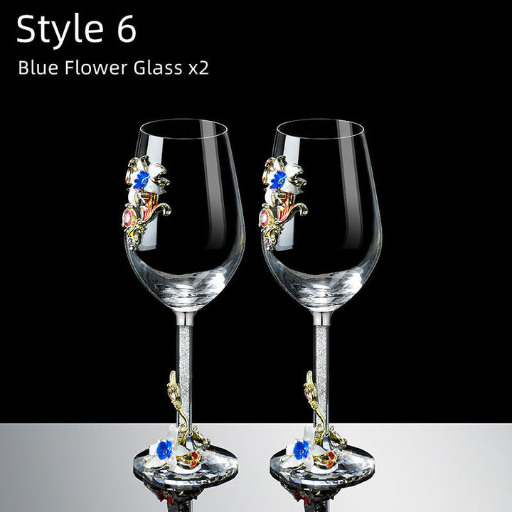 Metallic Flower Crystal Weingläser mit Dekanter Koffer Set | Karnz