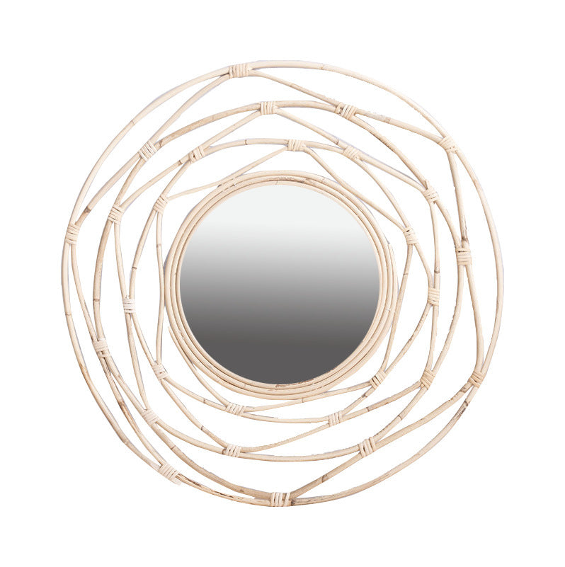 Runde Wandspiegel mit Rattan-Design Karnz