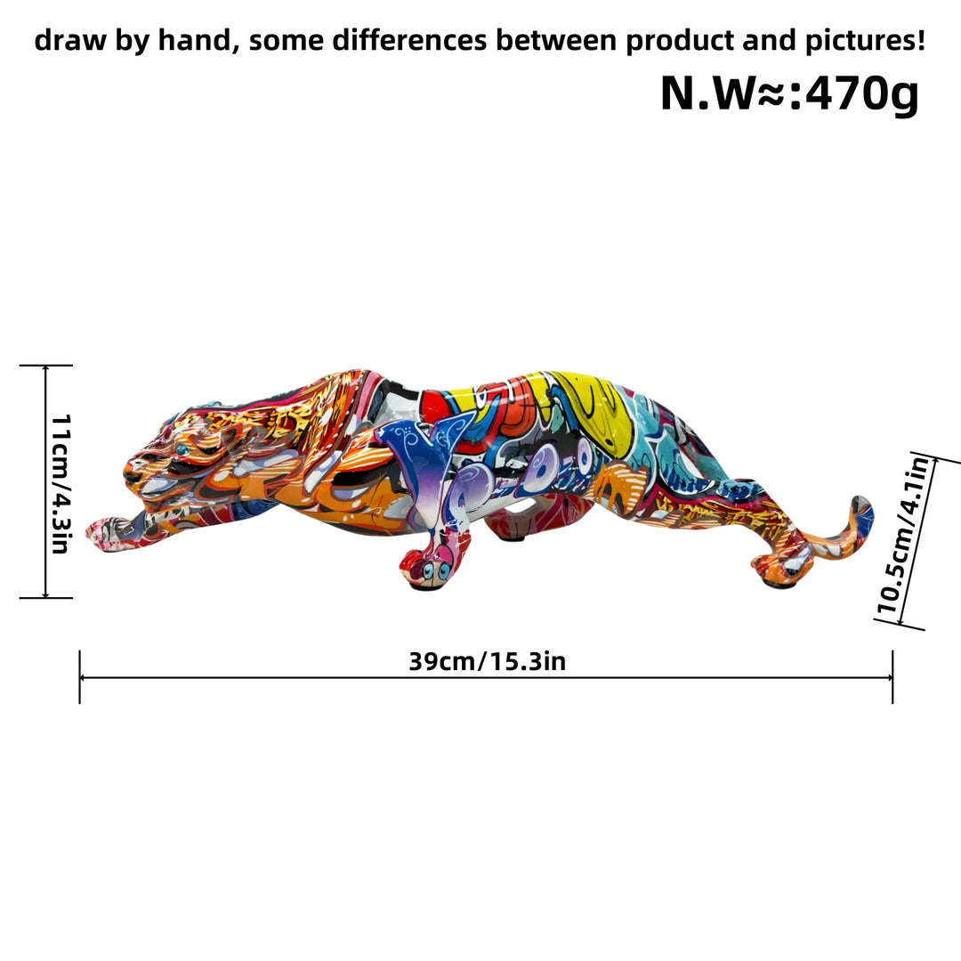 Kunstvolle und bunte Tierfigur in Pantherform Karnz