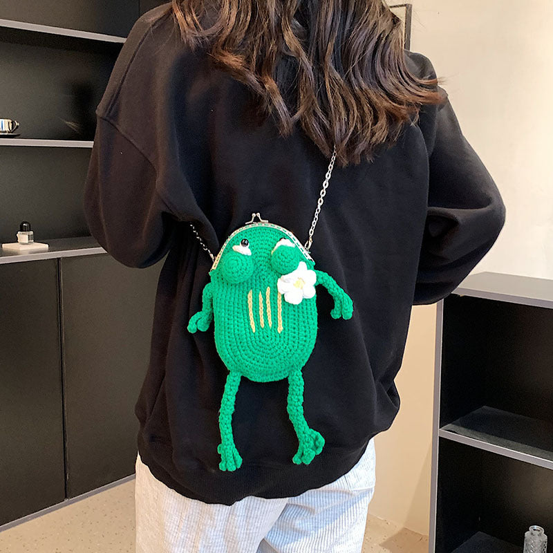 Froschförmige gehäkelte Mini-Handtasche