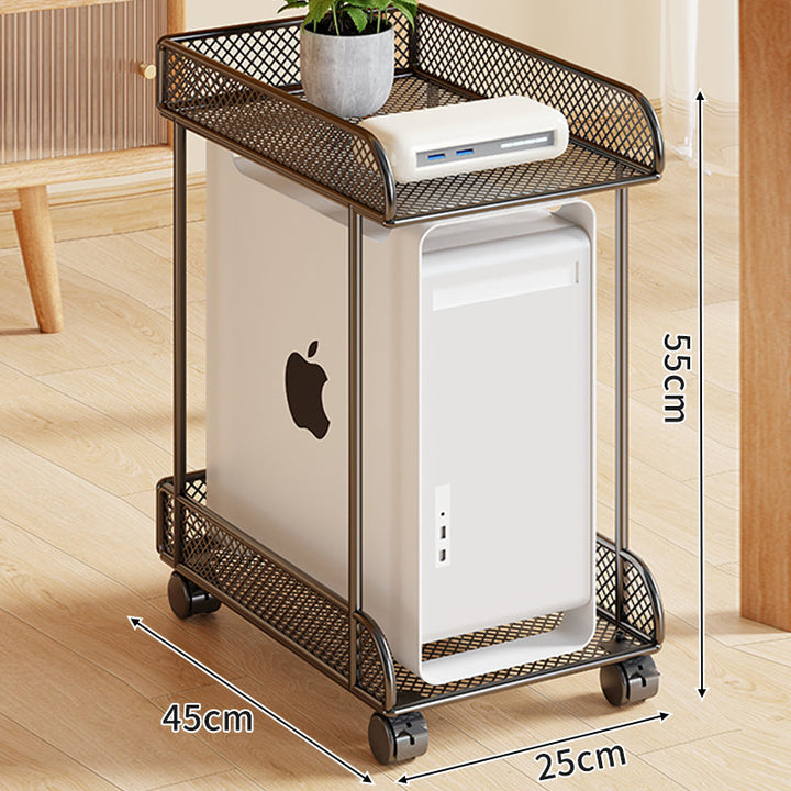 Untertisch-Roll-PC-Tower-Ständer mit Netzablage und verriegelbaren Rollen