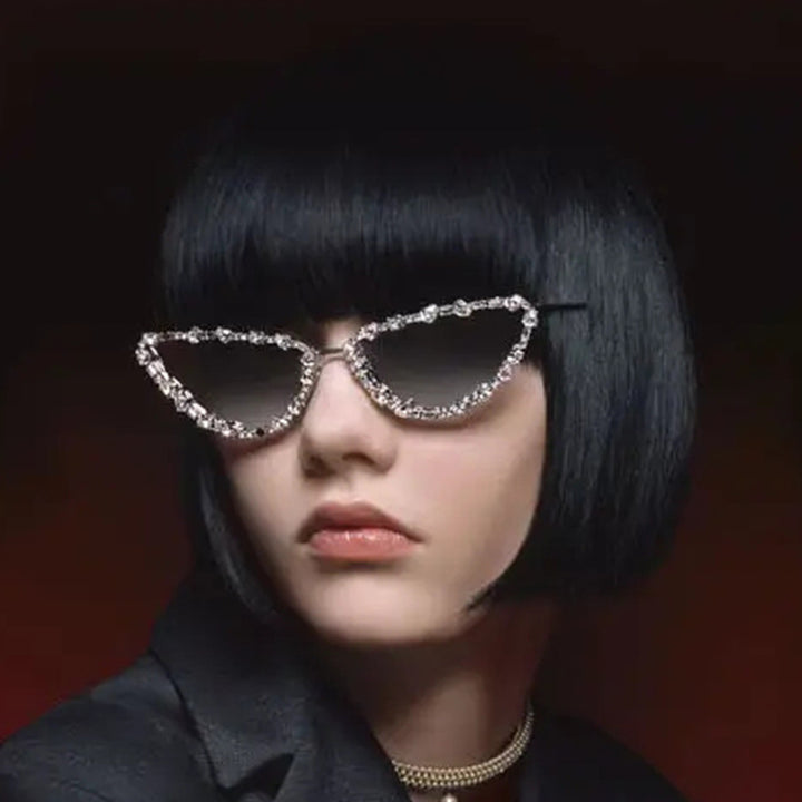 Damen elegante Cat-Eye Sonnenbrille mit glamoröser Steinvorrichtung Karnz