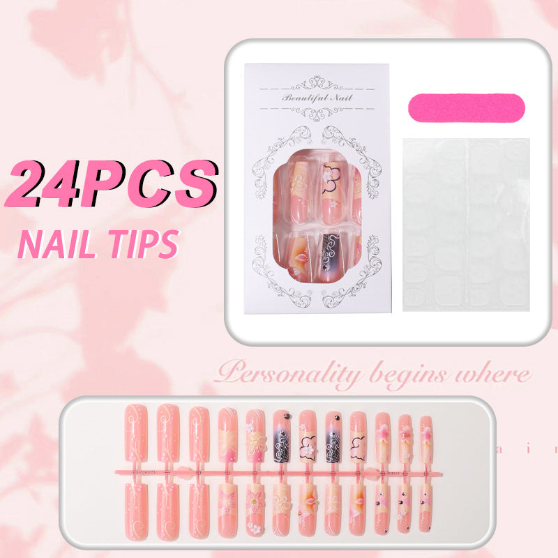 Blumenmotiv Press-On Nagelkunst Set Karnz